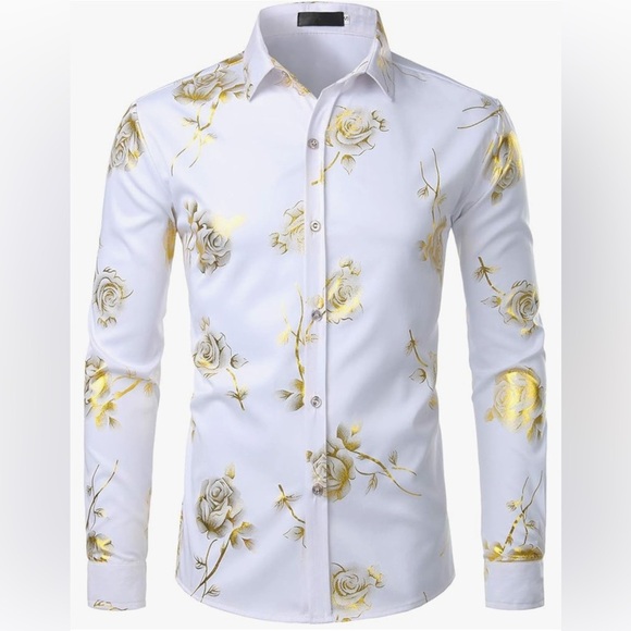Zeroyaa Other - ZEROYAA Men's Floral Slim Fit Long Sleeve new white tags Size L